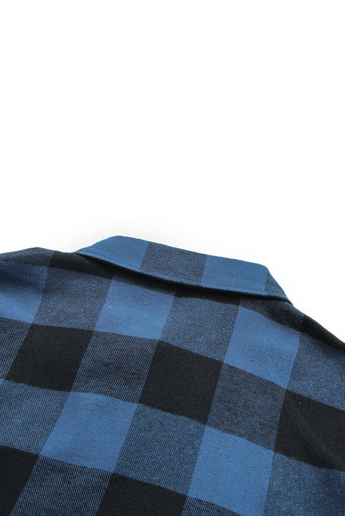 Turn-Down Collar Plaid Shirt Coat